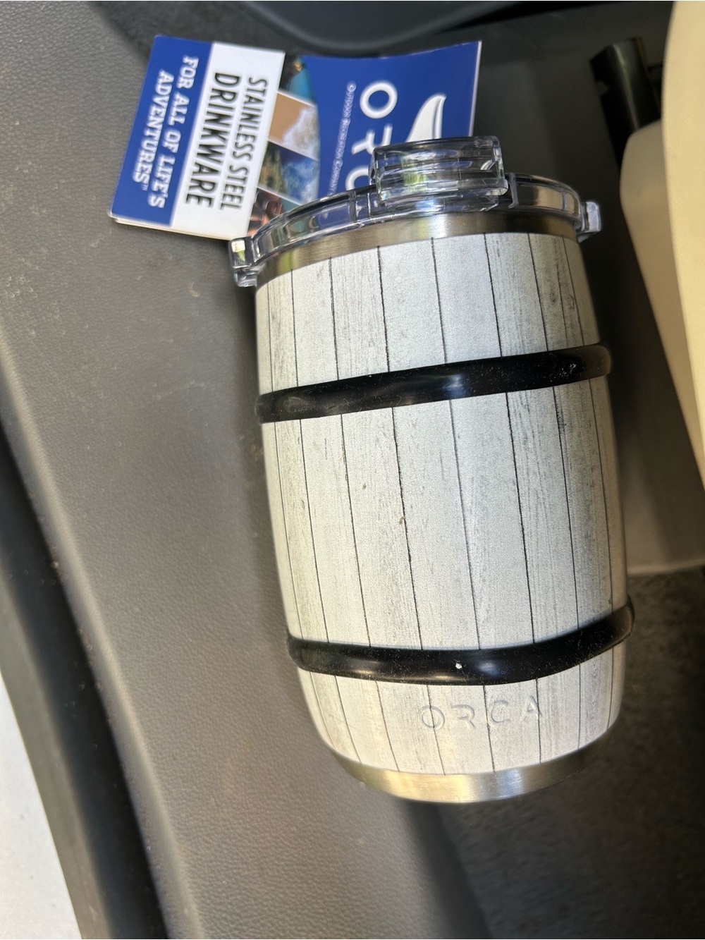 White Woodgrain Stainless Steel Travel Mug